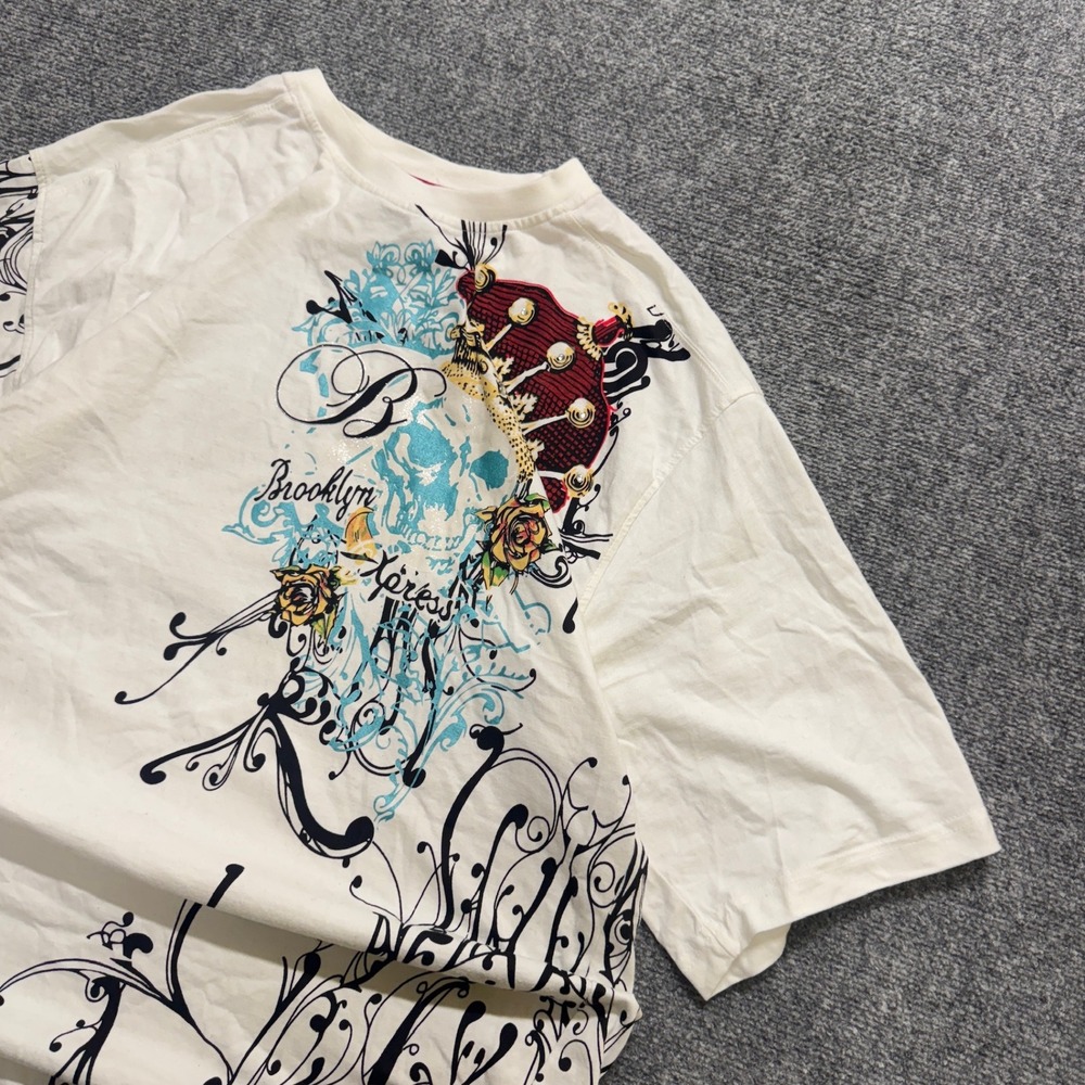 Y2K Brooklyn Xpress T-Shirt Men's 2XL Cotton Skull Crown Multi-Colored